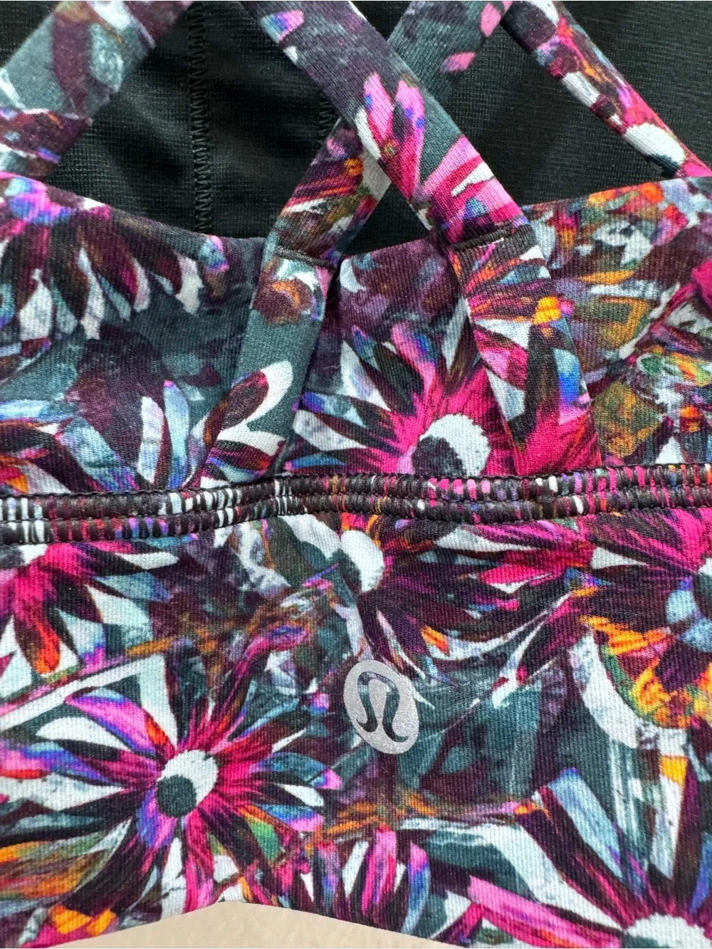 Lululemon Energy Long Line Sports Bra Floral Criss Cross Women’s Size 2